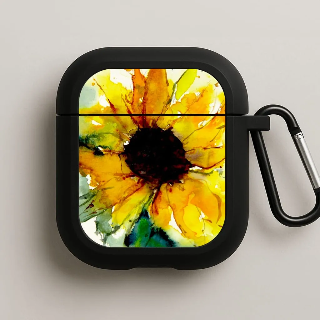 Minimal Rubber Holder vivid gradient commuter airpods case Watercolour Sunflower AirPods Case