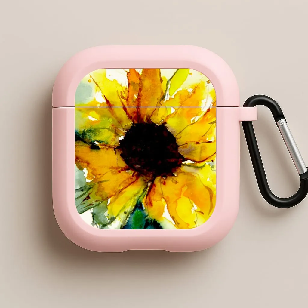 vibrant soft case Watercolour Sunflower AirPods Case