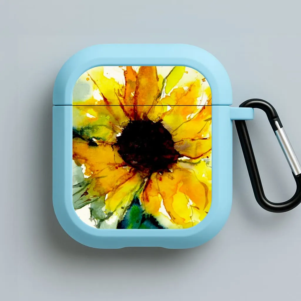 fashion ergonomic gradient protector Modern Protective Shell Watercolour Sunflower AirPods Case