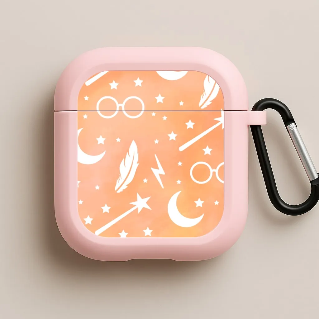 Wizard Icon Patterns AirPods Case Durable Rubber Bag