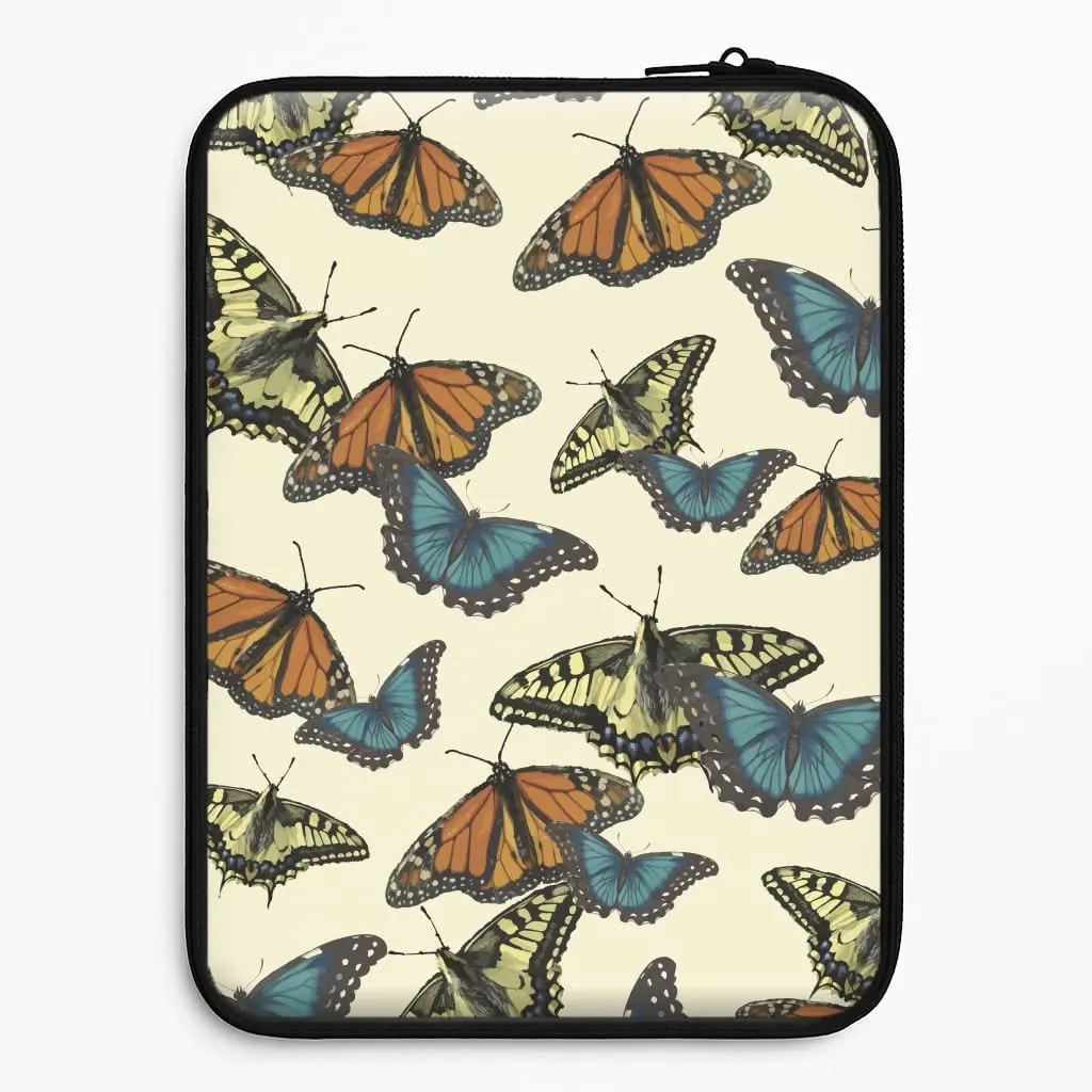 Butterfly Assortment Pattern Laptop Sleeve Matte Surface Design Light Design