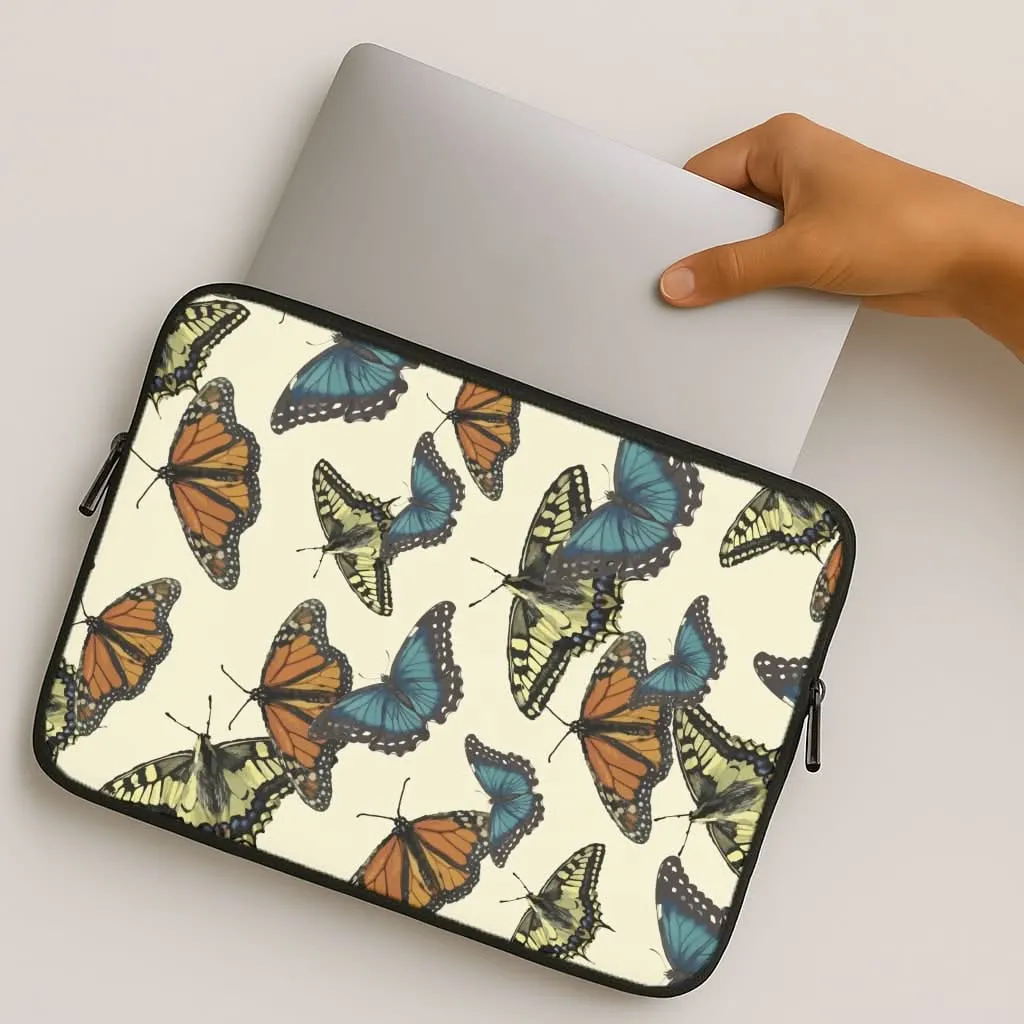 Butterfly Assortment Pattern Laptop Sleeve Colorful Design Comfort Feel