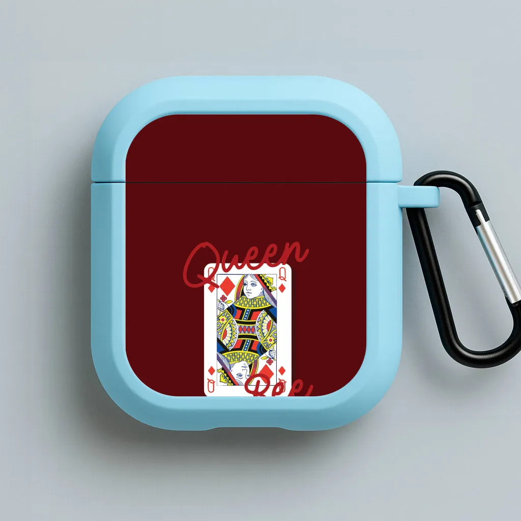 Queen Bee Playing Card AirPods Case custom handmade leather airpods case compact pastel travel airpods protector