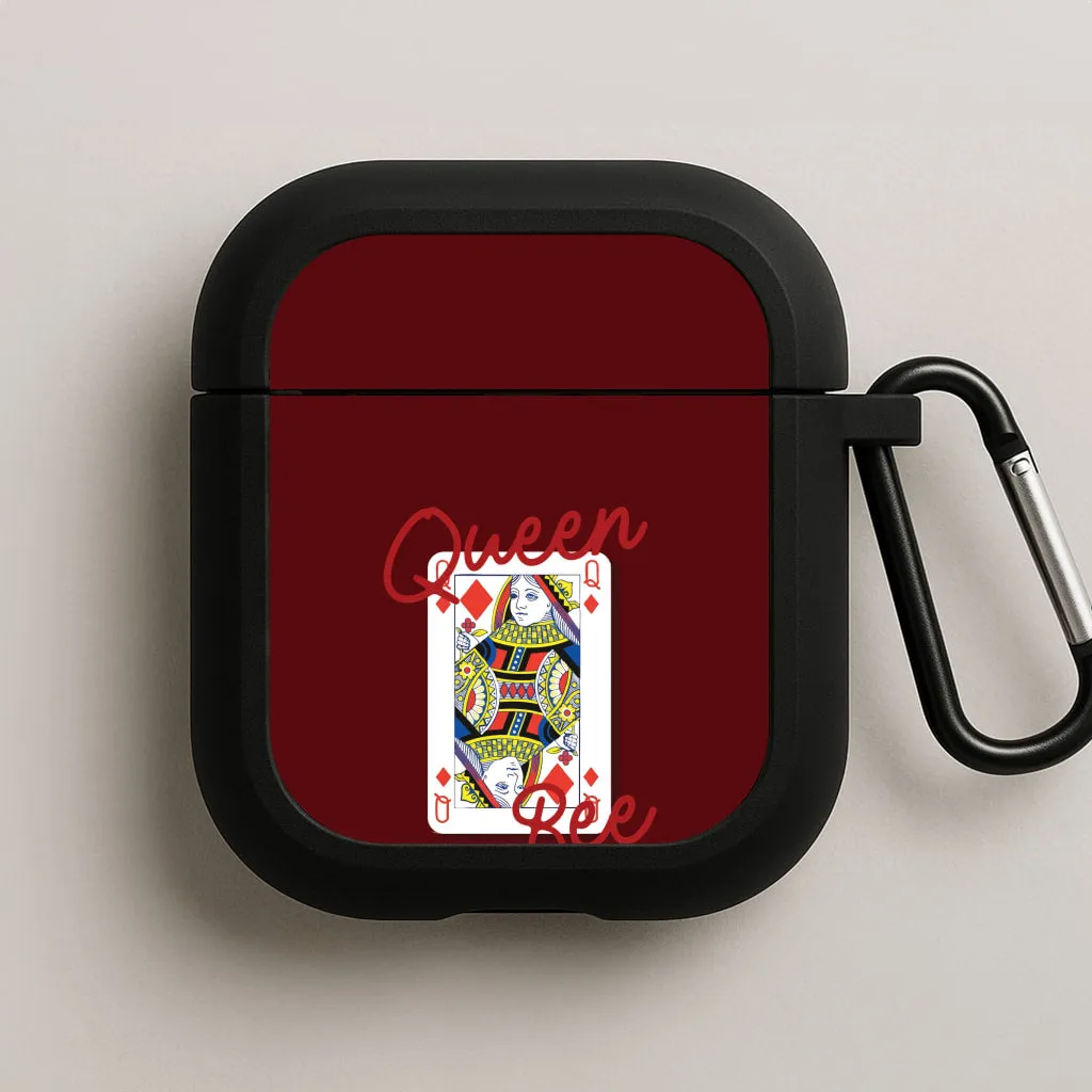 retro leather cover Functional Silicone Grip Queen Bee Playing Card AirPods Case