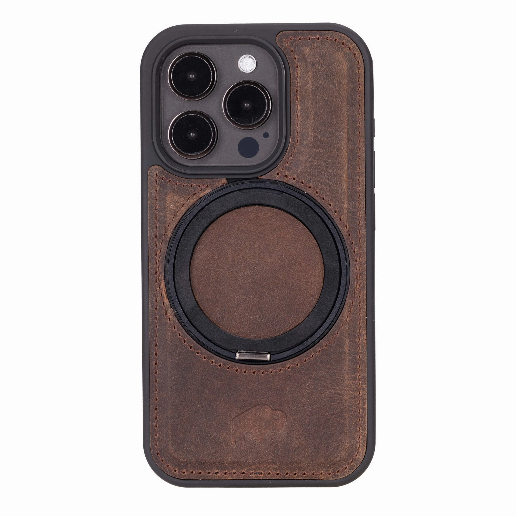 Loop Leather Snap-On Case ?C iPhone 15 Pro, Distressed Coffee Daily Durability Vivid Surface Detail
