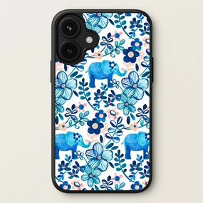 Elephant and Floral Pattern Phone Case Simple Texture Tough Frame