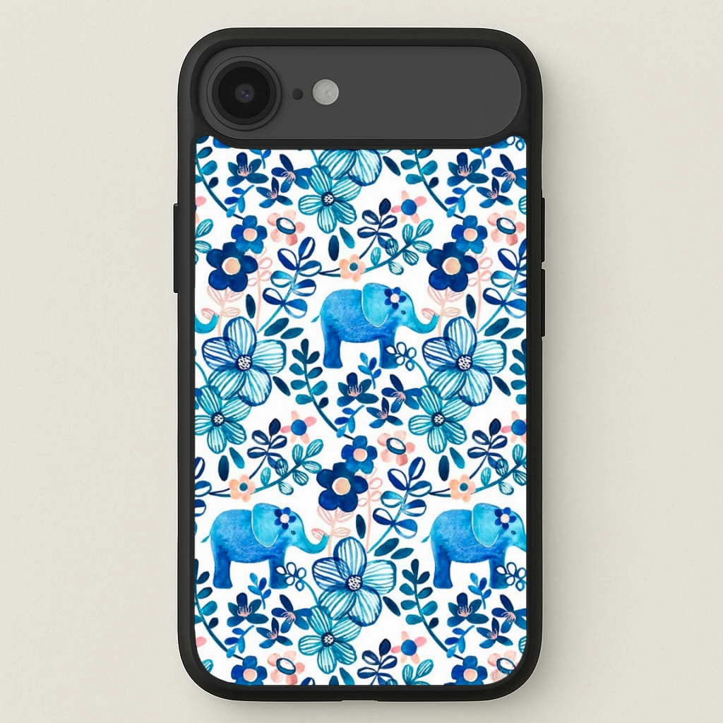 Fashion Texture Luxury Surface Elephant and Floral Pattern Phone Case