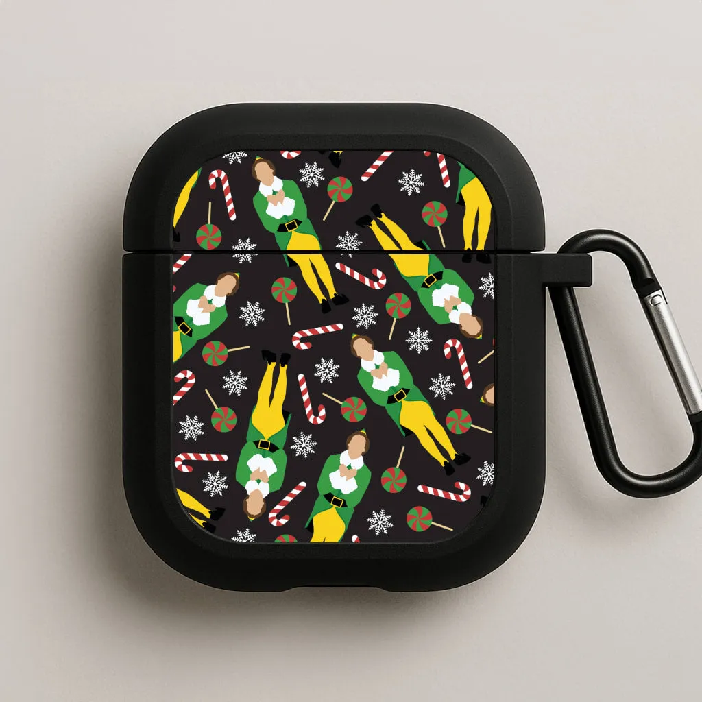 clear frosted airpods cover Soft Feel Material Elf Candy Cane Pattern AirPods Case