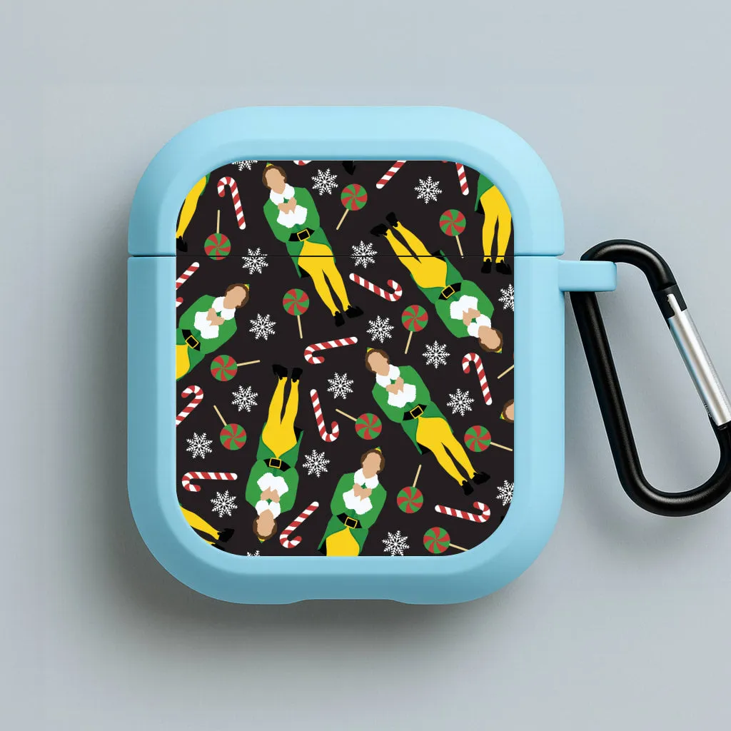 Modern Daily Bag drop proof airpods cover Elf Candy Cane Pattern AirPods Case