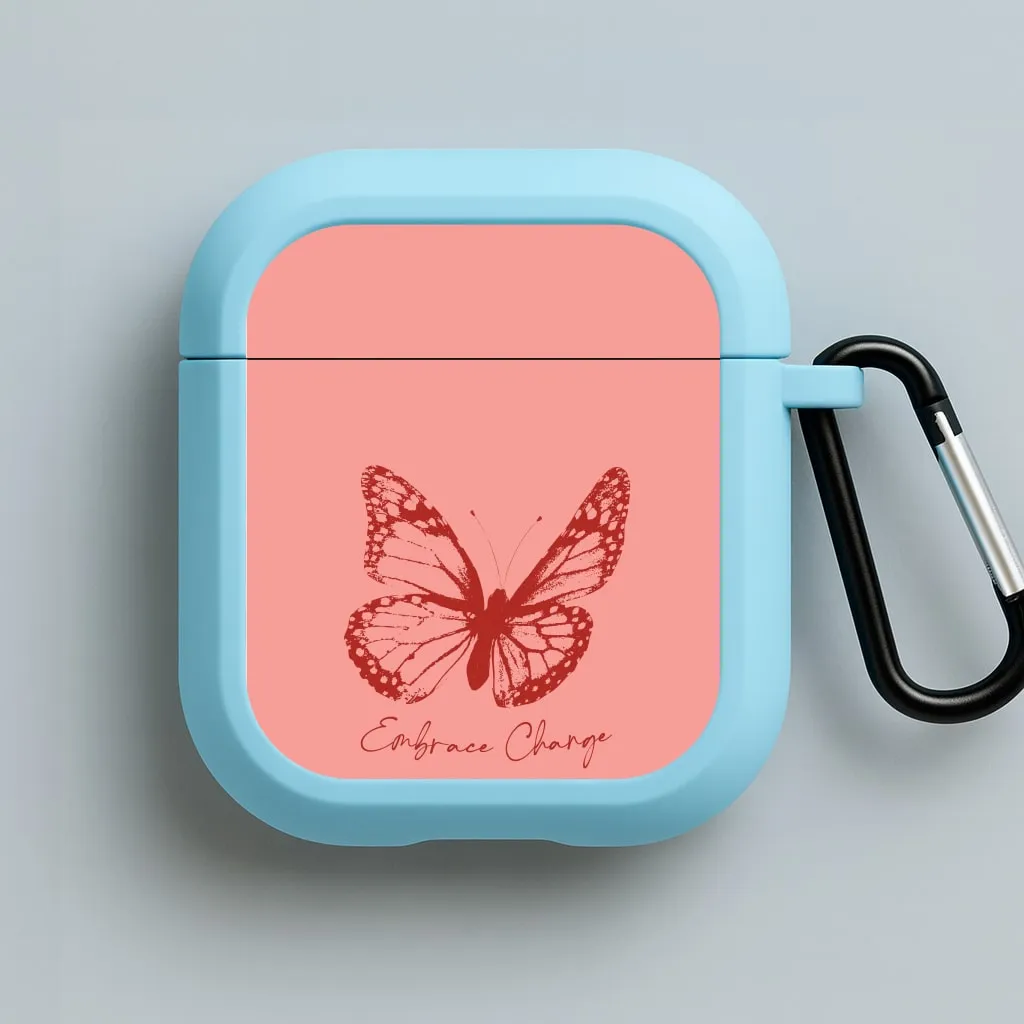 Embrace Change Butterfly AirPods Case Fashion Rubber Bag
