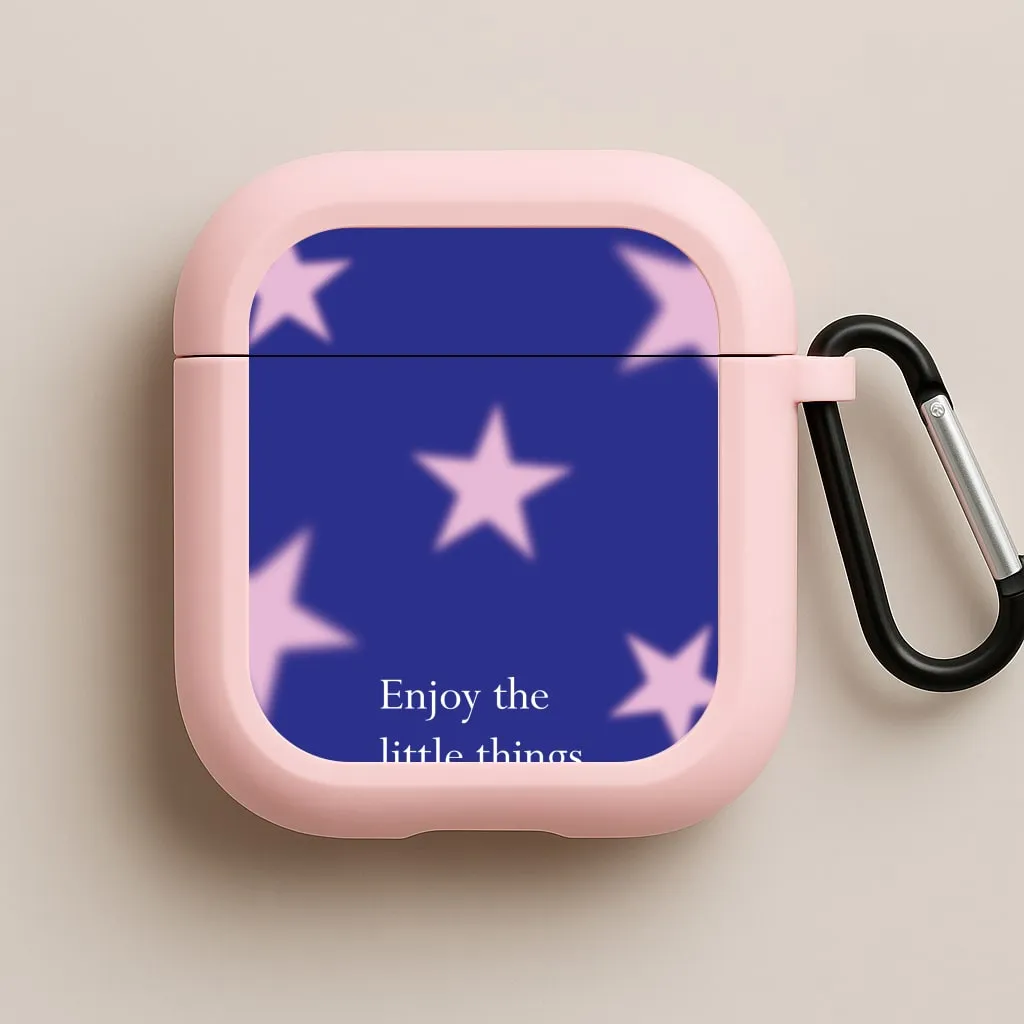 Enjoy The Little Things Dark Purple AirPods Case Shock Absorbing Shell Modern Carry Texture