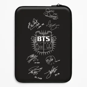 Smooth Design Black K-Pop Band Army Logo and Signatures Laptop Sleeve