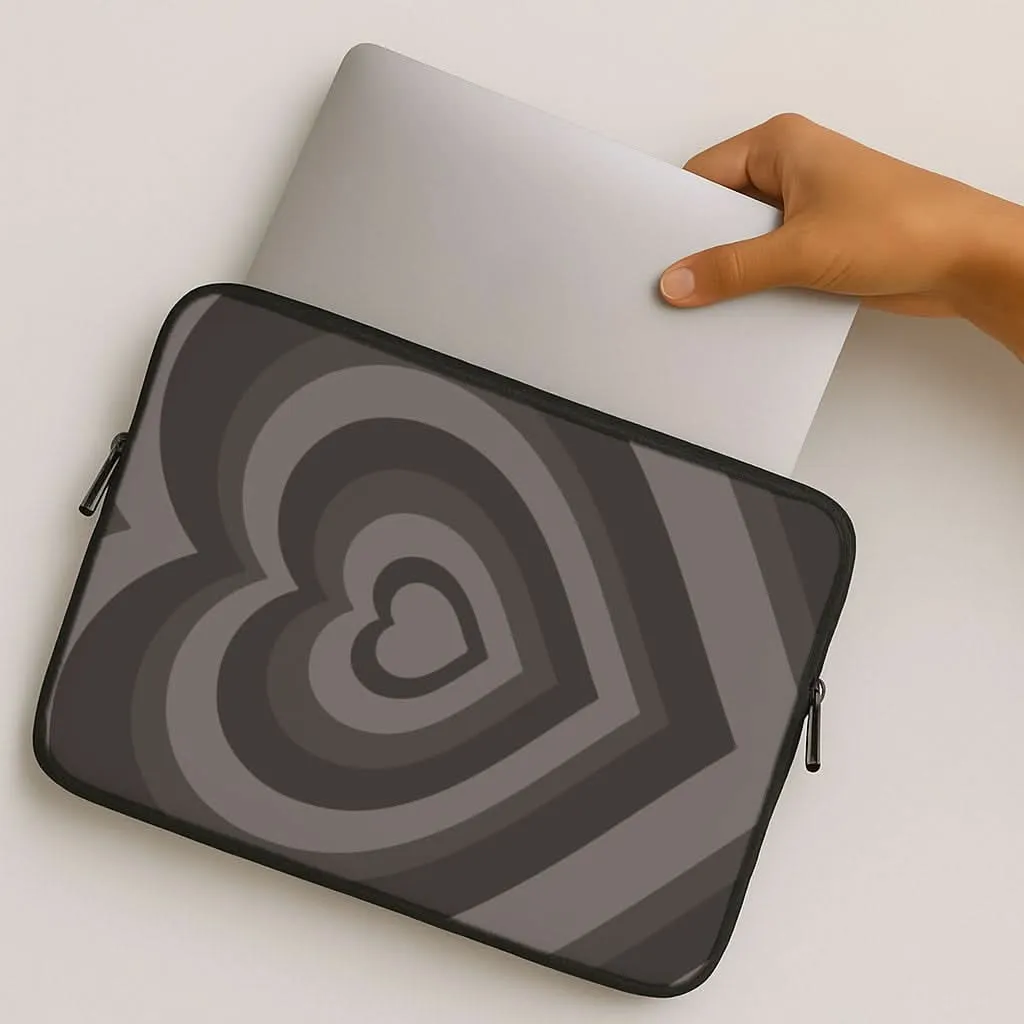 Abstract Black Heart Laptop Sleeve Comfort Padding