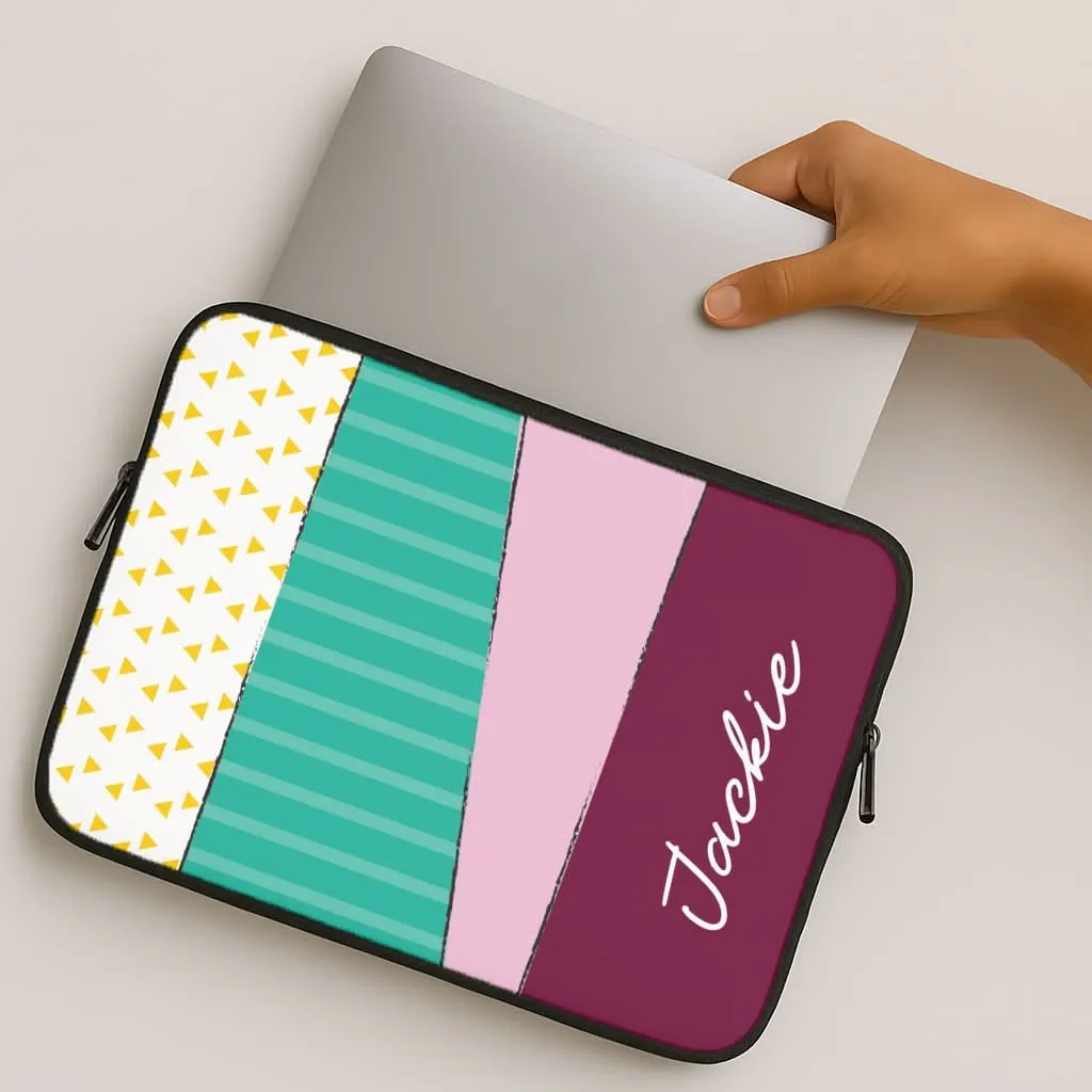 Lightweight Build Screen Bumper Geometric Patterns Personalised Name Laptop Sleeve