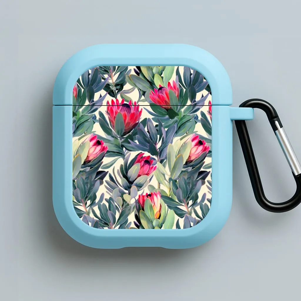 Minimalist Compact Organizer Painted Protea Pattern AirPods Case
