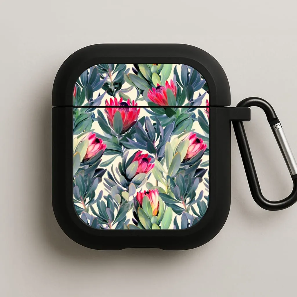 Painted Protea Pattern AirPods Case colorful wireless airpods case Modern Protective Holder