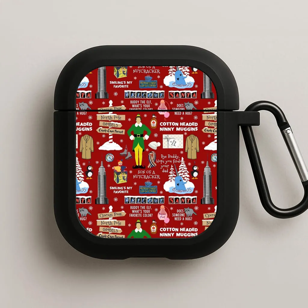 Soft Compact Case Universal Tech Organizer Red Elf Pattern AirPods Case
