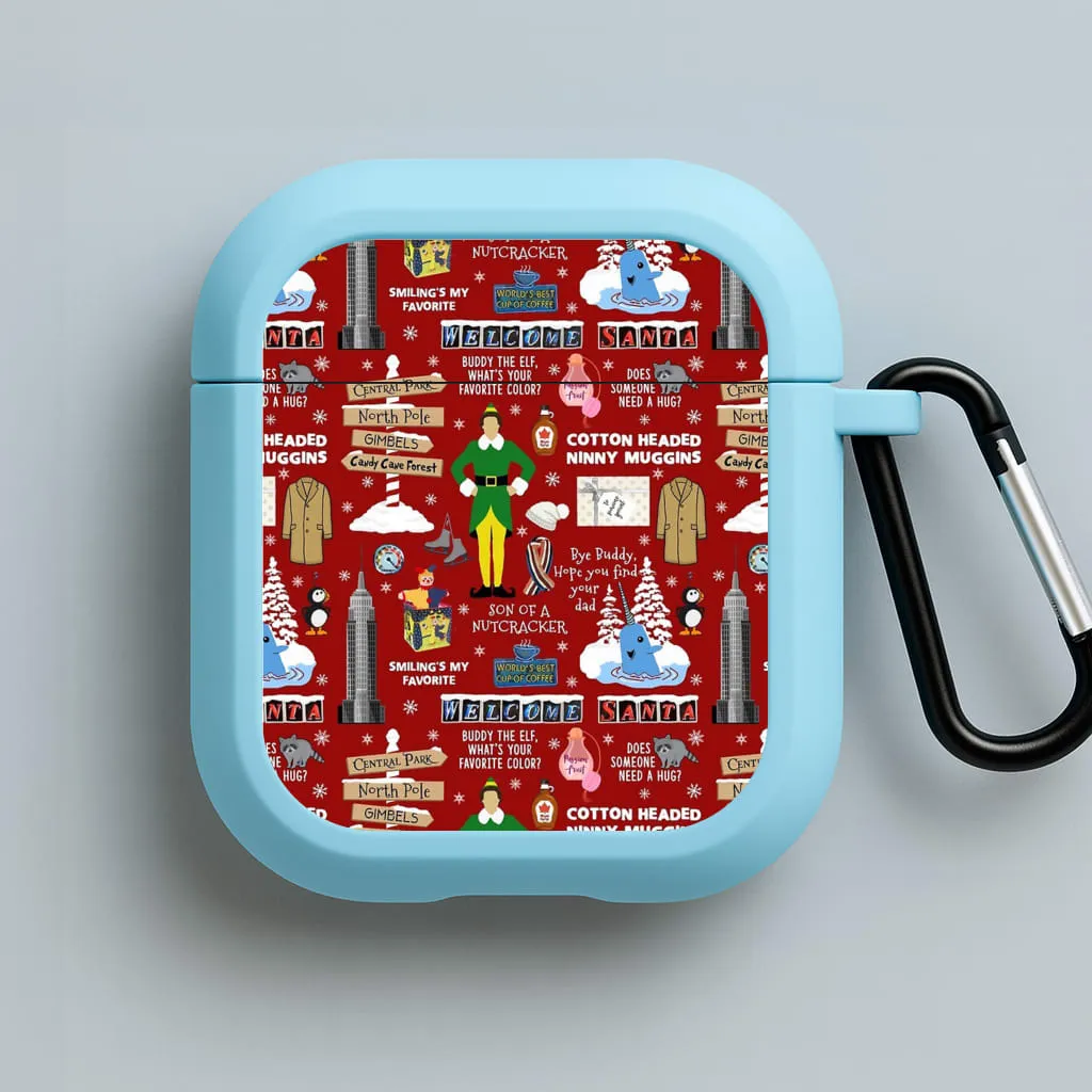 Red Elf Pattern AirPods Case for fitness enthusiasts