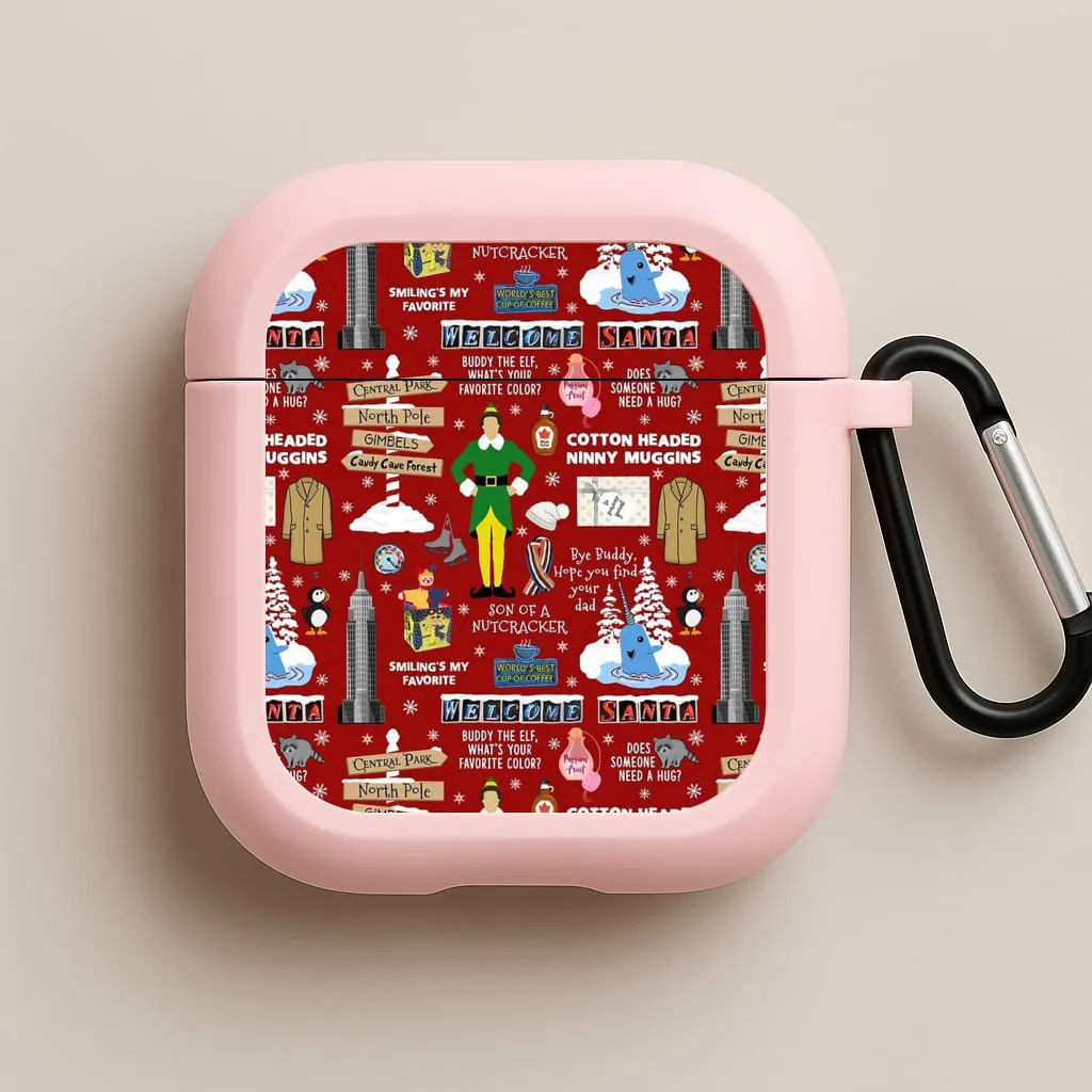 Red Elf Pattern AirPods Case sports grip airpods protector sport airpods protector