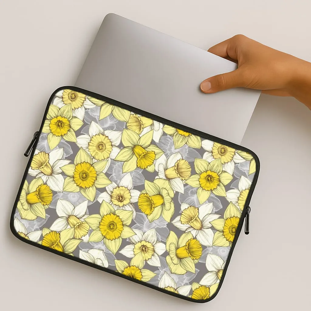 Daffodil Daze - Spring Pattern Laptop Sleeve Rugged Look Finish