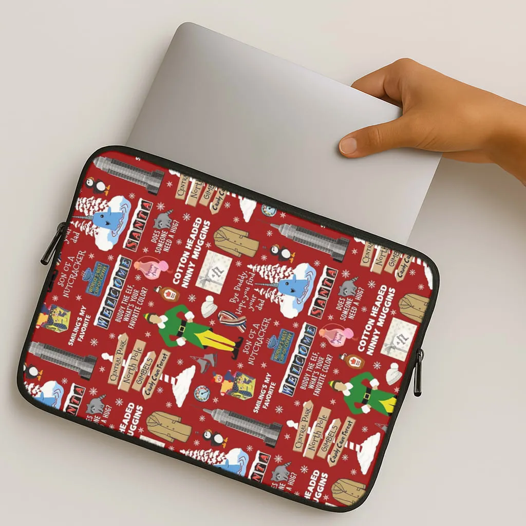Red Elf Pattern Laptop Sleeve Minimal Aesthetic Touch Luxury Texture Design