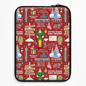 Portable Protection Modern Grip Design Red Elf Pattern Laptop Sleeve