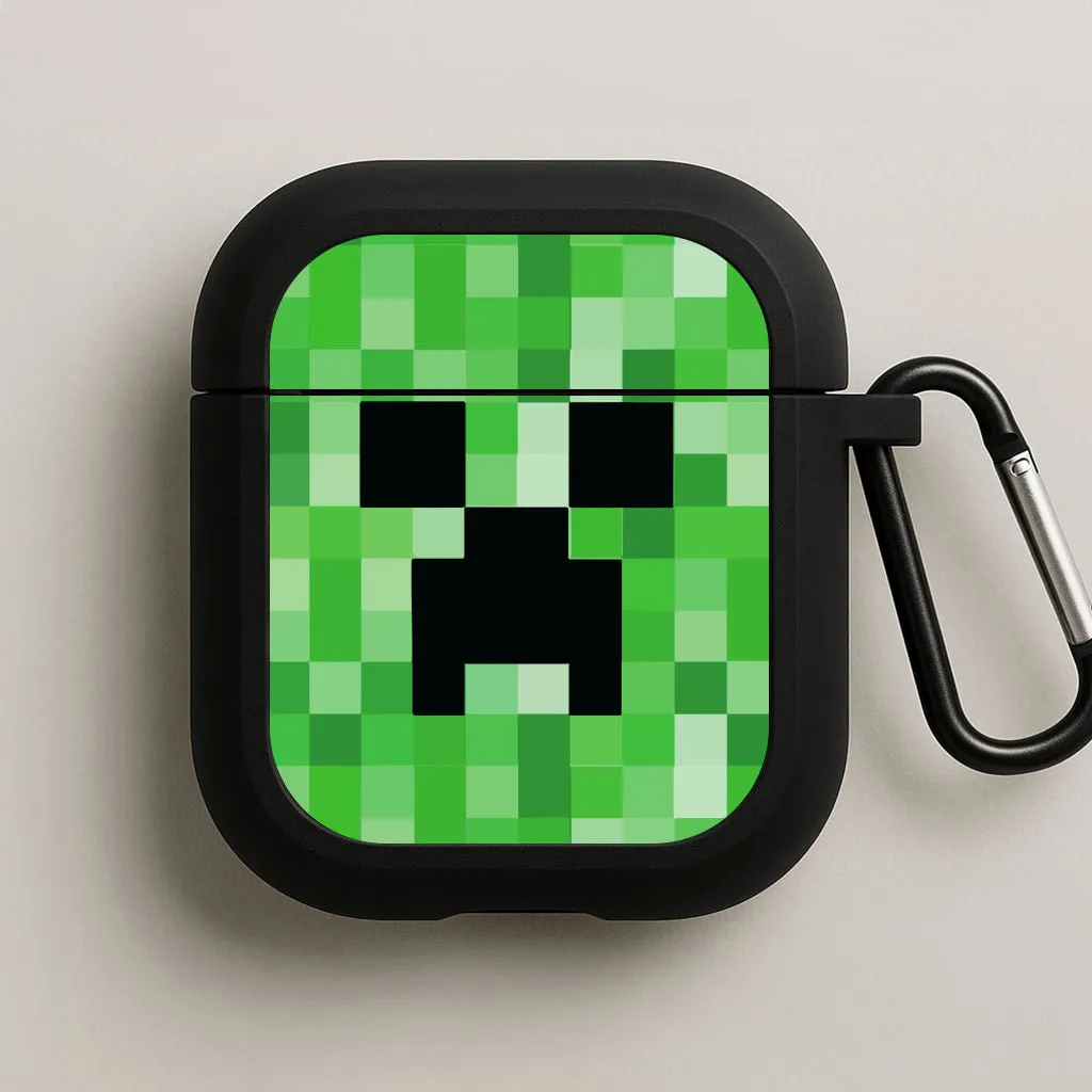 stylish charging protector eco vegan leather airpods cover Creeper Face - Mining AirPods Case