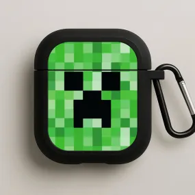 stylish charging protector eco vegan leather airpods cover Creeper Face - Mining AirPods Case