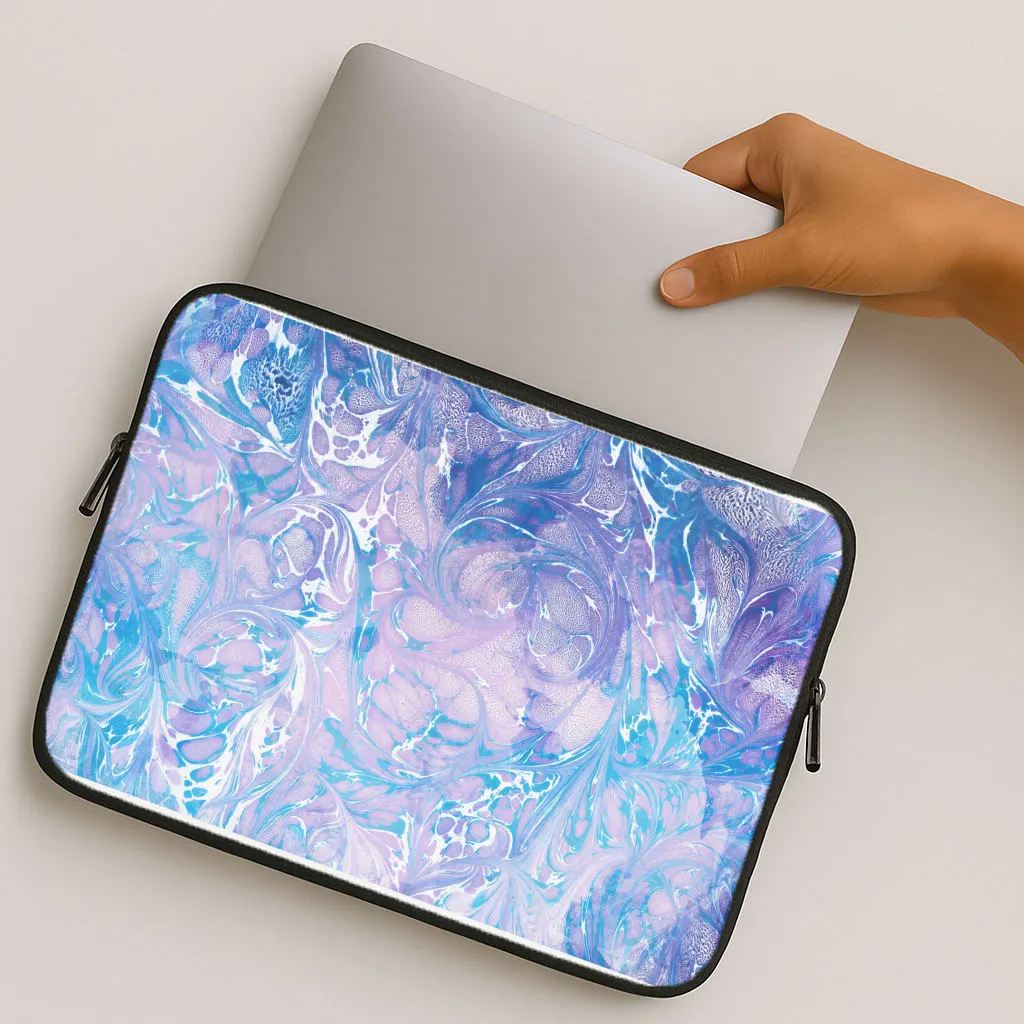 Sea Blue Swirly Marble Laptop Sleeve Creative Design