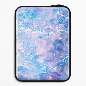 Sea Blue Swirly Marble Laptop Sleeve Smooth Lining