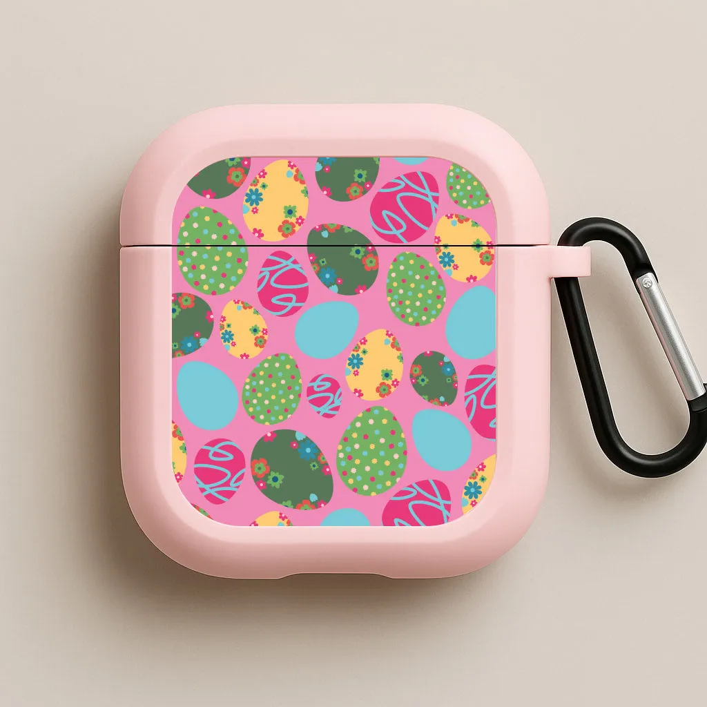 Portable Tech Organizer Urban Lifestyle Gear Pink Easter Eggs - Easter Patterns AirPods Case
