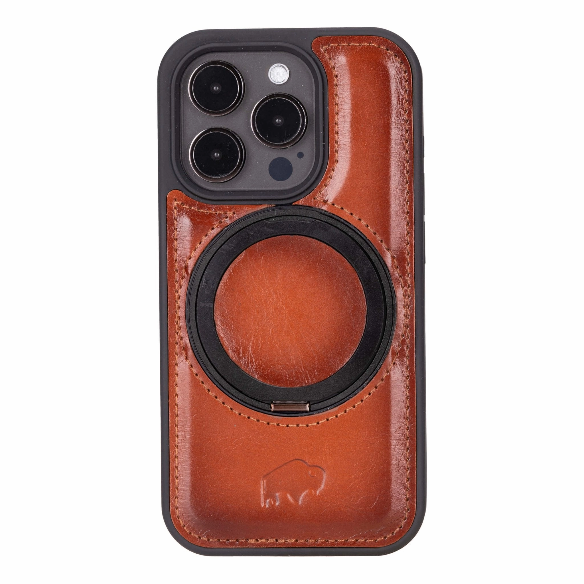 Wear resistant Loop Leather Snap-On Case ?C iPhone 15 Pro, Burnished Tan