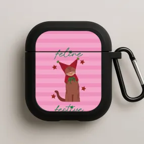 Feline Festive  AirPods Case wireless charging silicone case