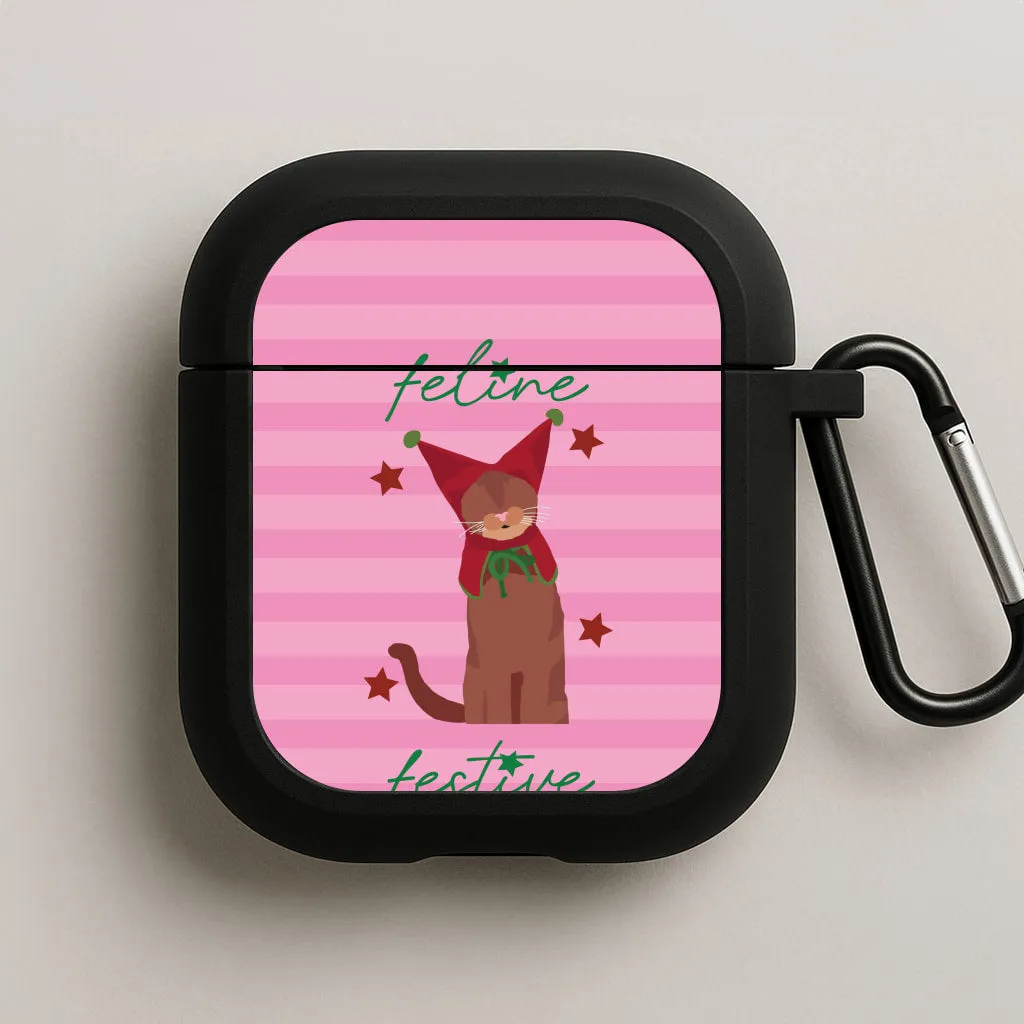 Feline Festive  AirPods Case wireless charging silicone case