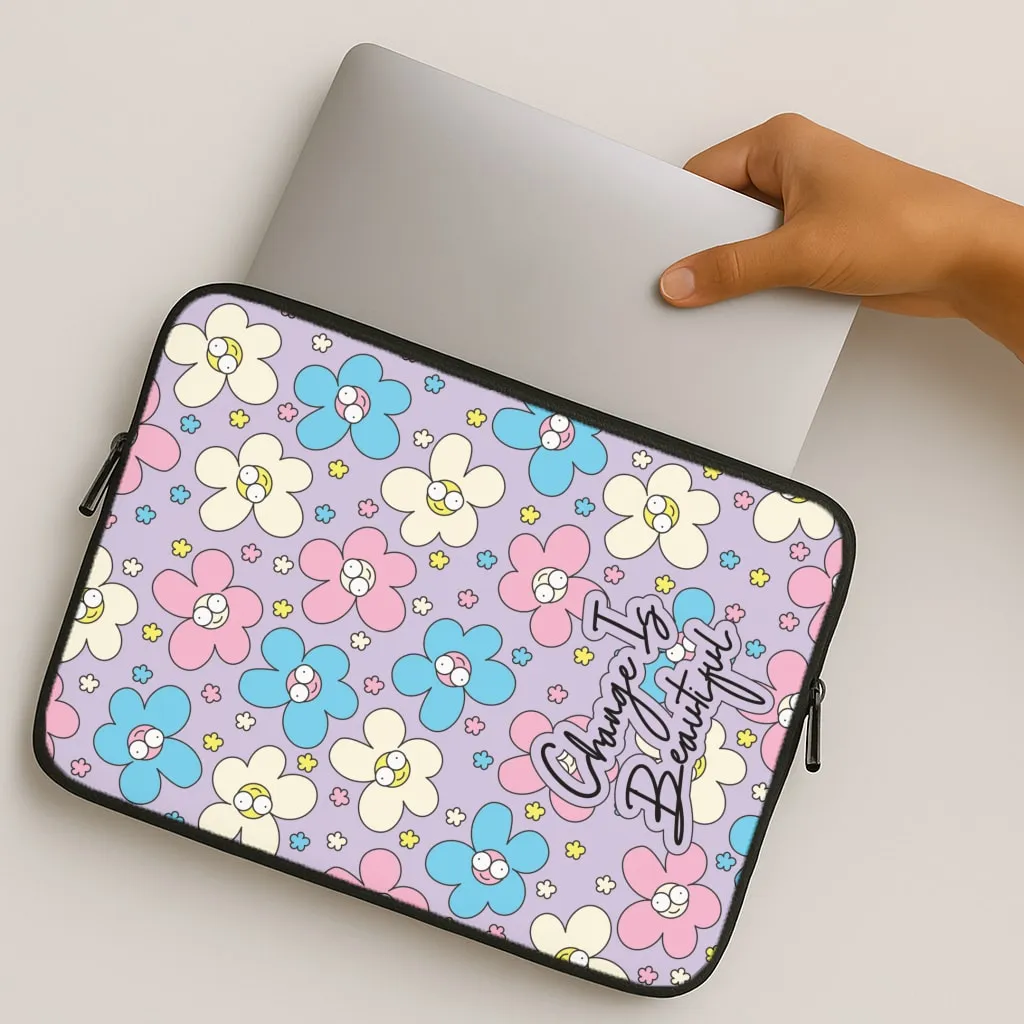 Matte Texture Happy Flowers Pattern Laptop Sleeve