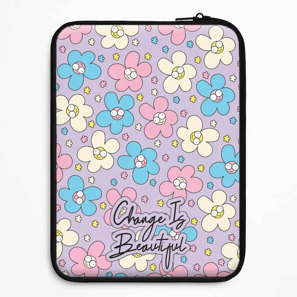Happy Flowers Pattern Laptop Sleeve Soft Touching