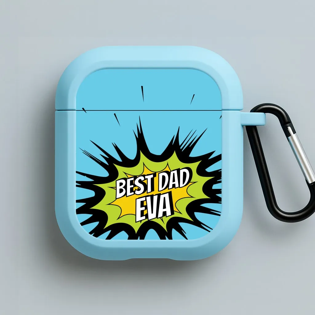 Comic Book Best Dad Eva AirPods Case vivid neon earbuds case