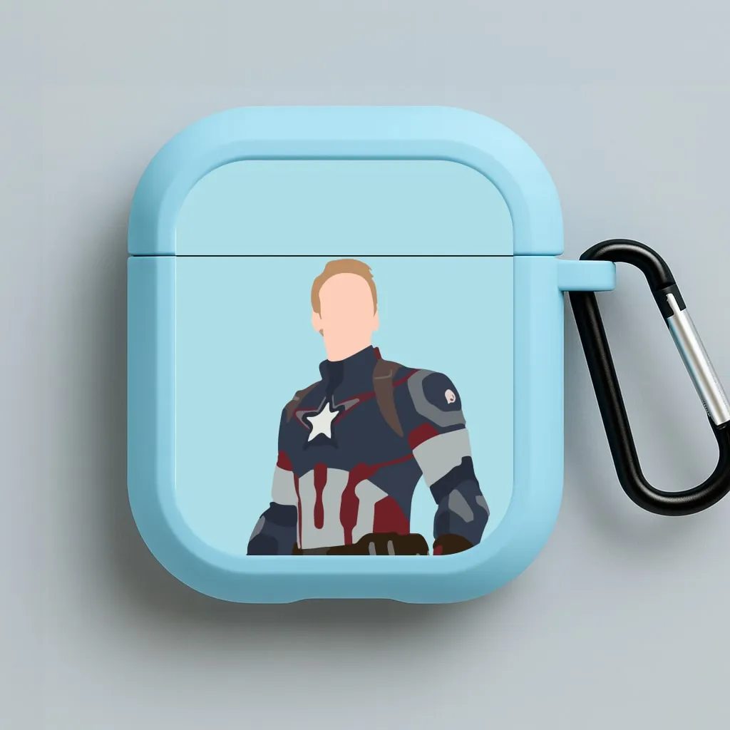 Captain America AirPods Case compact handmade soft pastel gradient leather case