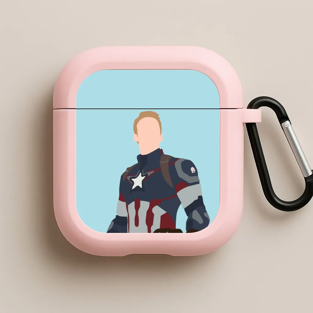 soft matte rubber airpods shell compact lightweight pastel leather protector Captain America AirPods Case