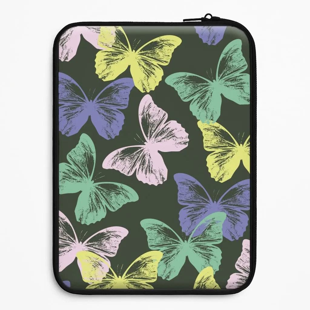 Outdoor Use Easy Access Colourful Butterfly Stamps Pattern Laptop Sleeve
