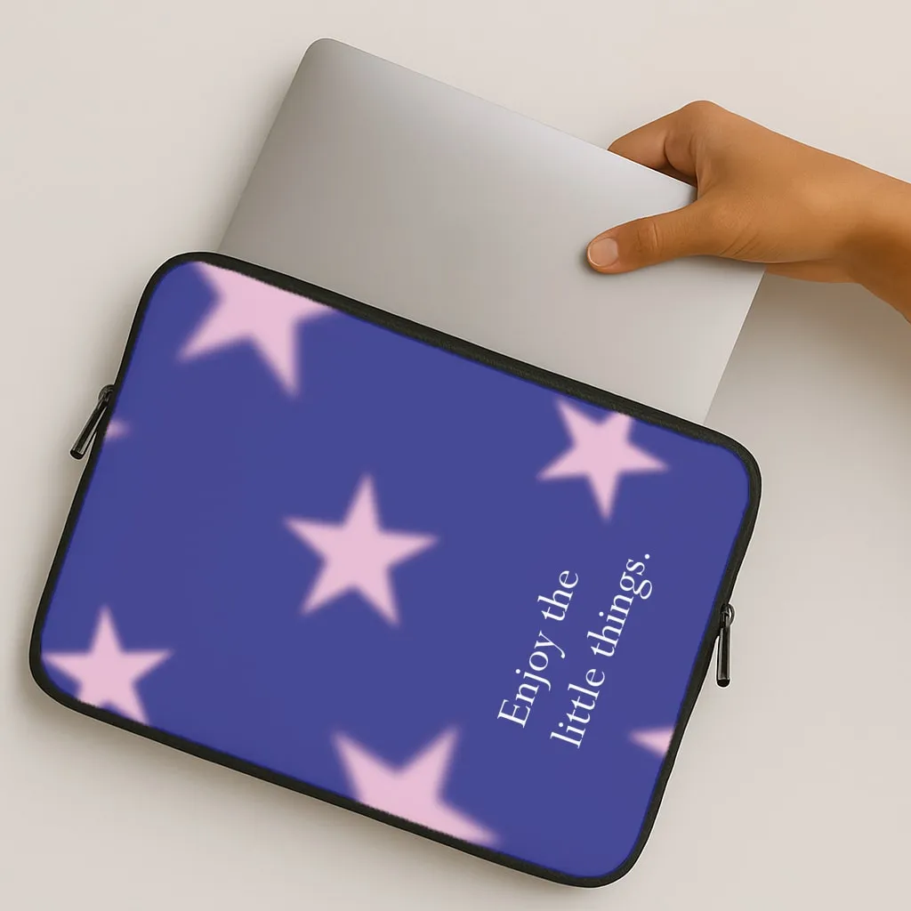 Luxury Accent Vivid Pattern Design Enjoy The Little Things Dark Purple Laptop Sleeve