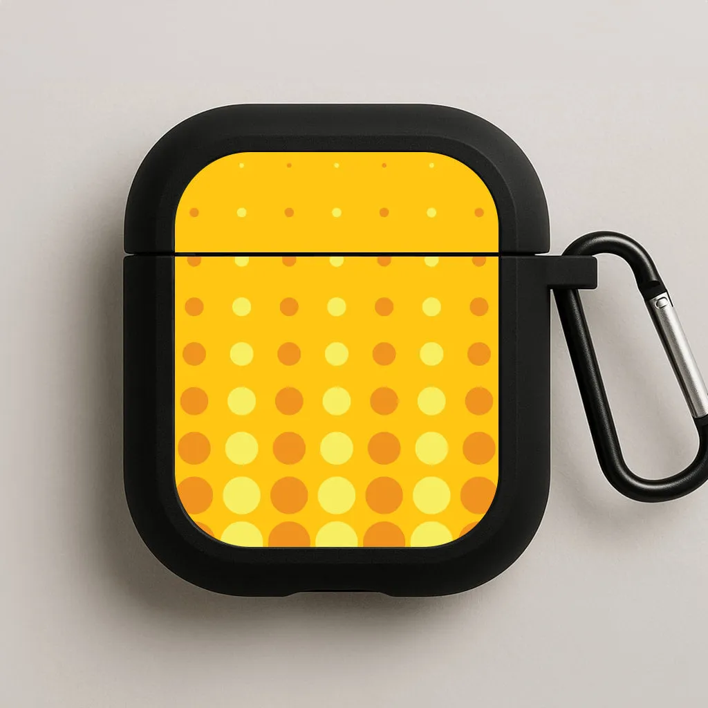 durable travel pastel protector Yellow And Orange Dots Abstract Pattern AirPods Case