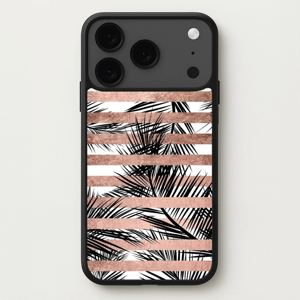 Rose Gold Tropical Palm Leaf Pattern Phone Case Smooth Grip