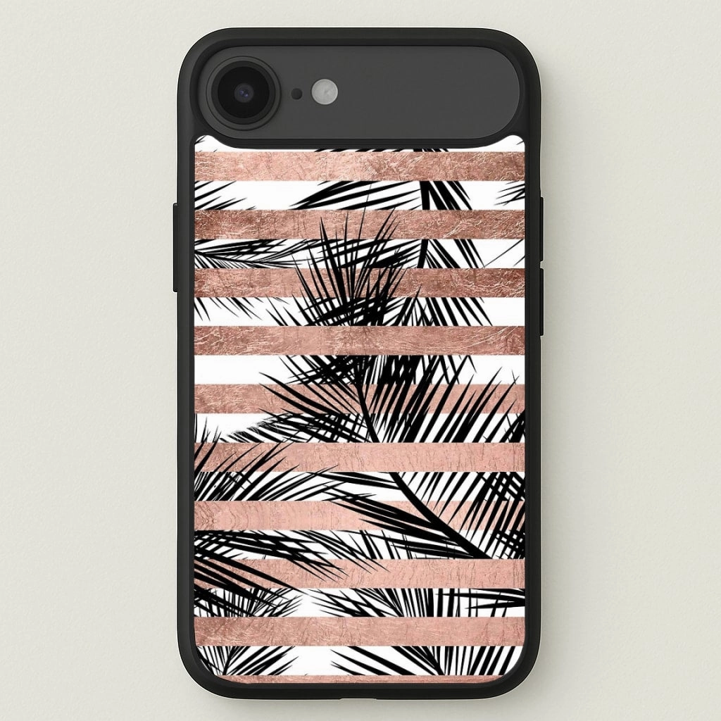 Rose Gold Tropical Palm Leaf Pattern Phone Case Matte Guard