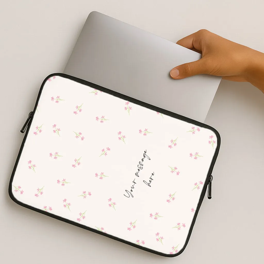 Trendy Detailing Floral Personalised Message Laptop Sleeve