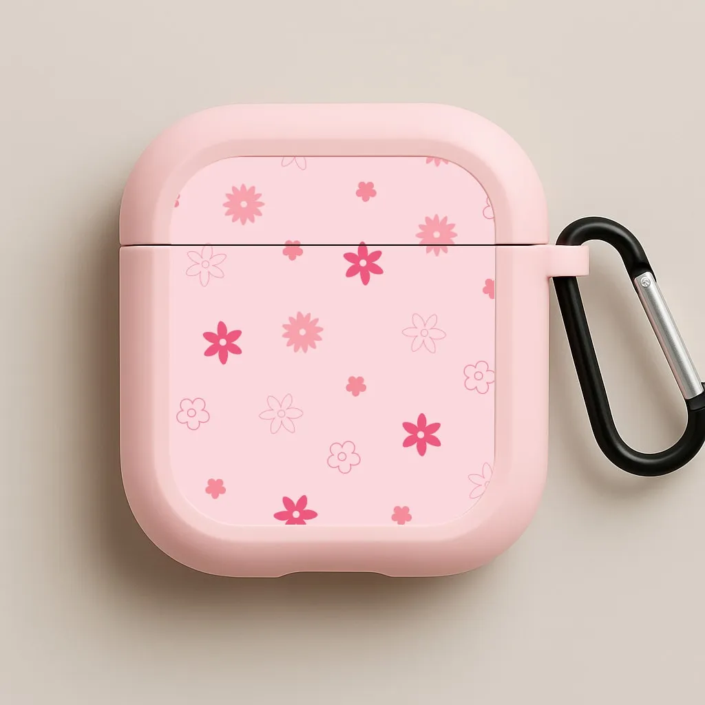 fashion compact pouch Flower Types Pattern Pink AirPods Case