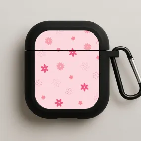 Flower Types Pattern Pink AirPods Case for outdoor athletes Minimal Travel Texture