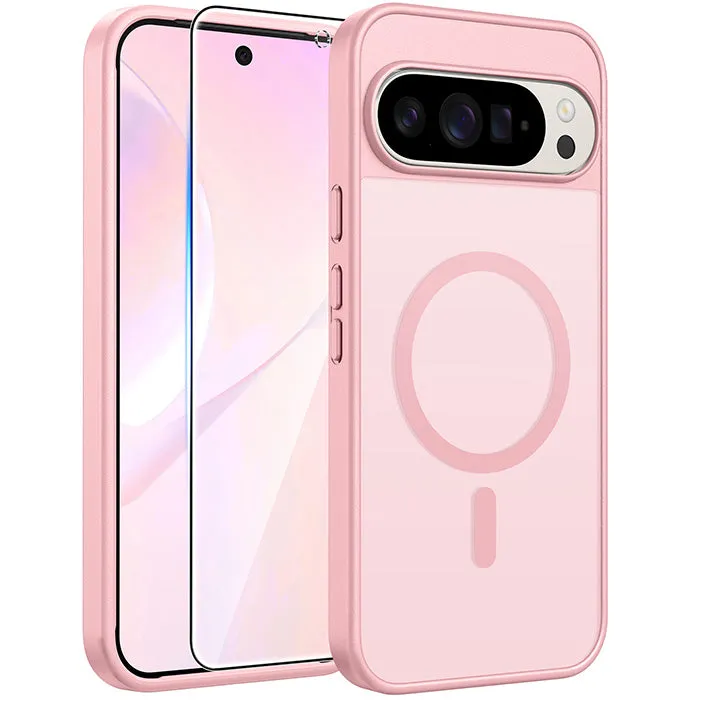 FNTCASE for Google Pixel 10 Pro XL/ 9 Pro XL 6.8 Inch Phone Case: Magnetic Translucent Matte Shockproof Slim Phone Cover - Military Grade Drop Proof Hard Back Anti-Fingerprint Protective Case Rugged Surface Durable Coating