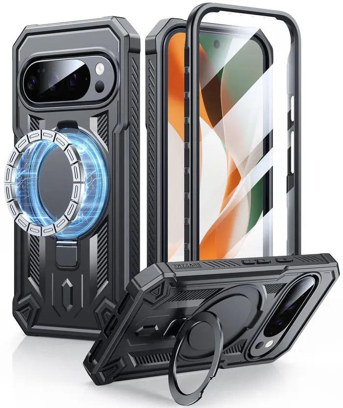 FNTCASE for Google Pixel 10 Pro XL/ 9 Pro XL Case with Ring Holder Magnetic Kickstand Military Grade Shockproof Protective Rugged Cell Phone Cover Matte Layer