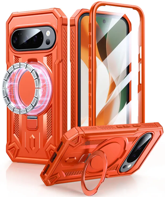 Smooth Texture FNTCASE for Google Pixel 10 Pro XL/ 9 Pro XL Case with Ring Holder Magnetic Kickstand Military Grade Shockproof Protective Rugged Cell Phone Cover